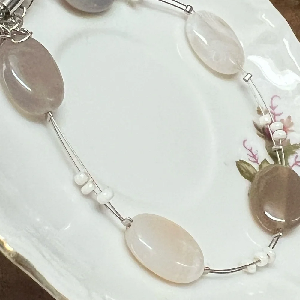 Artisan Silver and Cream Oval‎ Bracelet